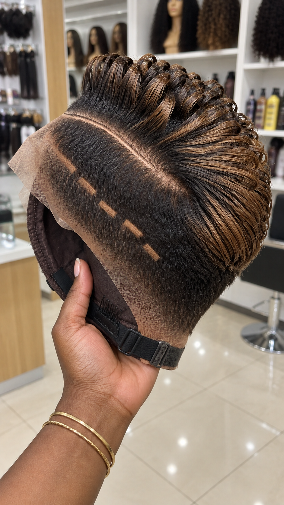 Espresso Brown Loop Pixie Wig With Caramel Highlights And Broken Side Line #ssh Espresso Brown Loop Pixie Wig With Caramel Highlights And Broken Side Line #ssh