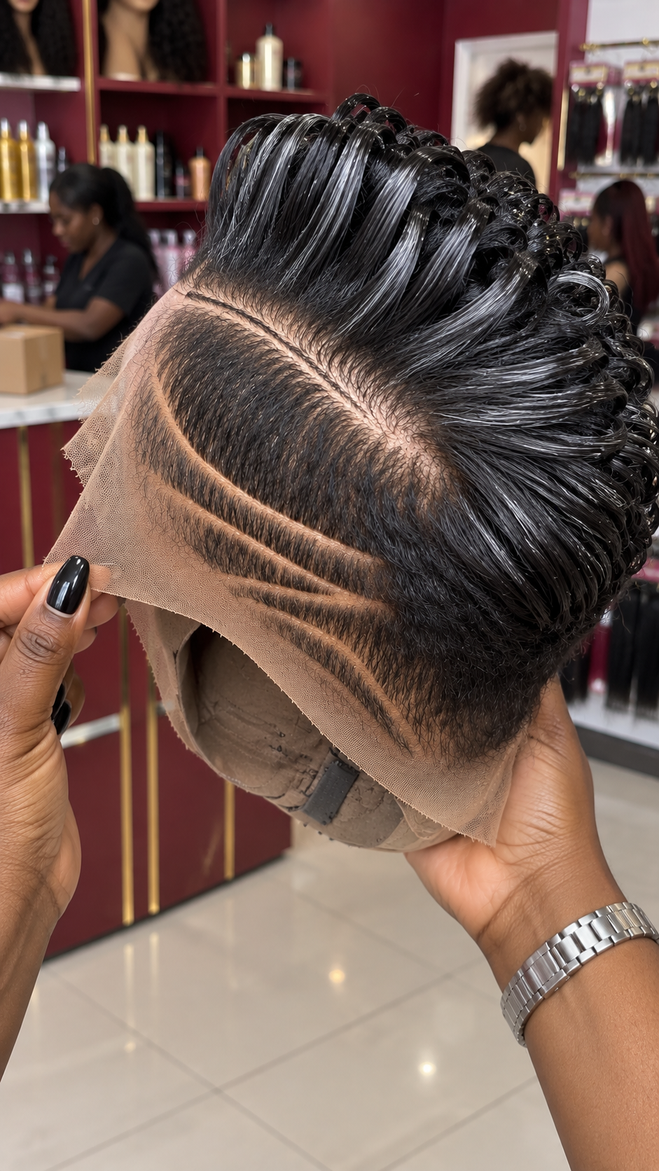 Jet Black Sculpted Loop Pixie Wig With Double Curved Side Lines #ssh Jet Black Sculpted Loop Pixie Wig With Double Curved Side Lines #ssh