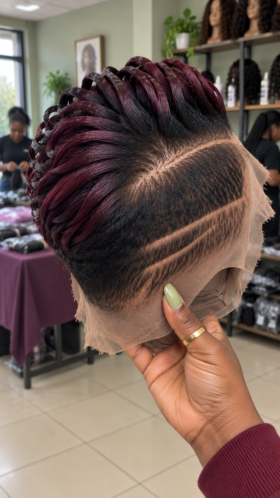 Where To Find This Burgundy and Black Pixie Wig With Swept Curls #the Where To Find This Burgundy and Black Pixie Wig With Swept Curls #the
