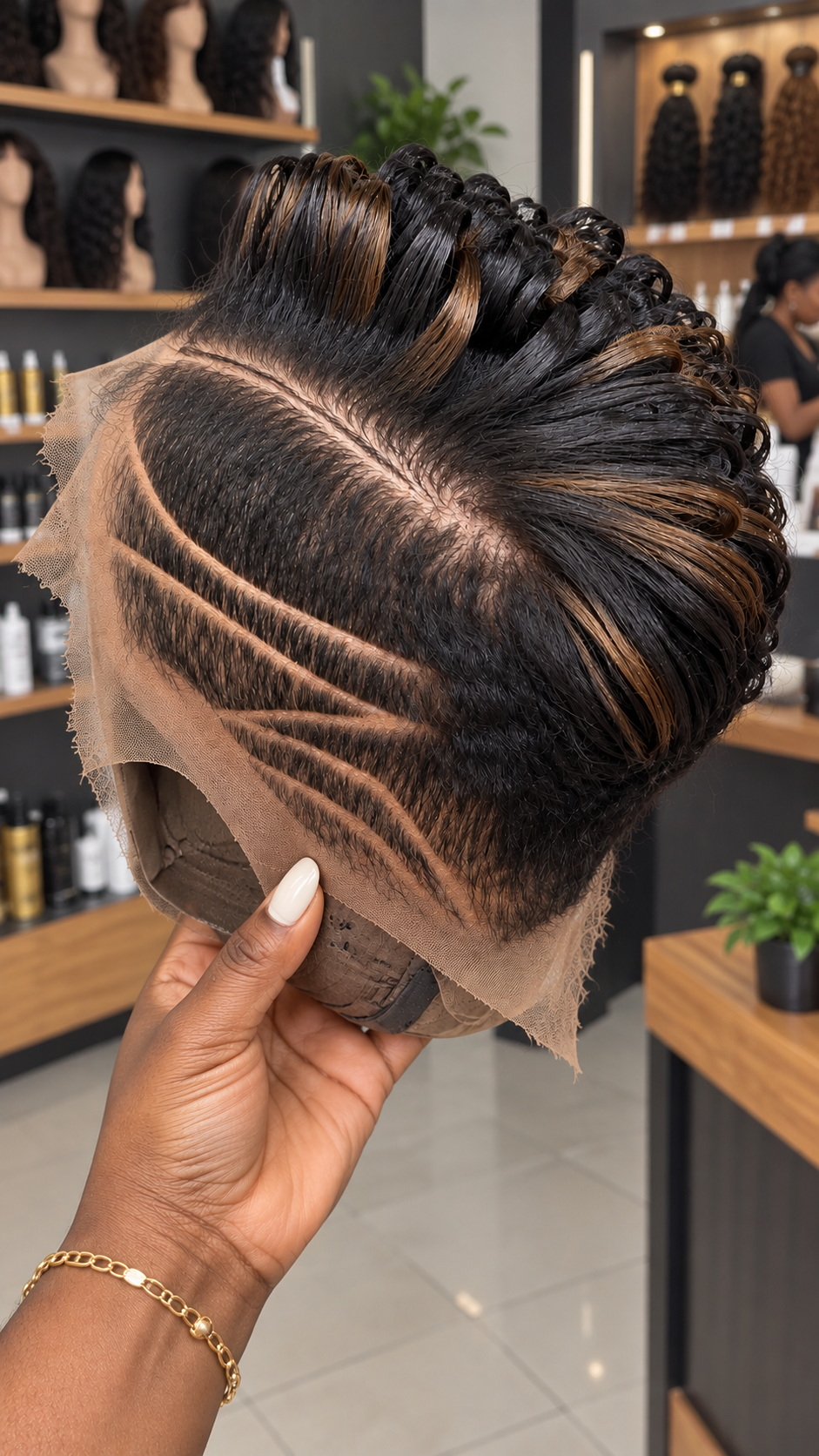 Honey Brown Highlight Pixie Wig With Triple Curved Side Lines #hwbh Honey Brown Highlight Pixie Wig With Triple Curved Side Lines #hwbh