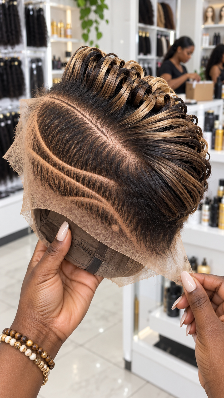 Dark Espresso Pixie Wig With Honey Blonde Ribbon Loops And Double Side Lines #bwih Dark Espresso Pixie Wig With Honey Blonde Ribbon Loops And Double Side Lines #bwih