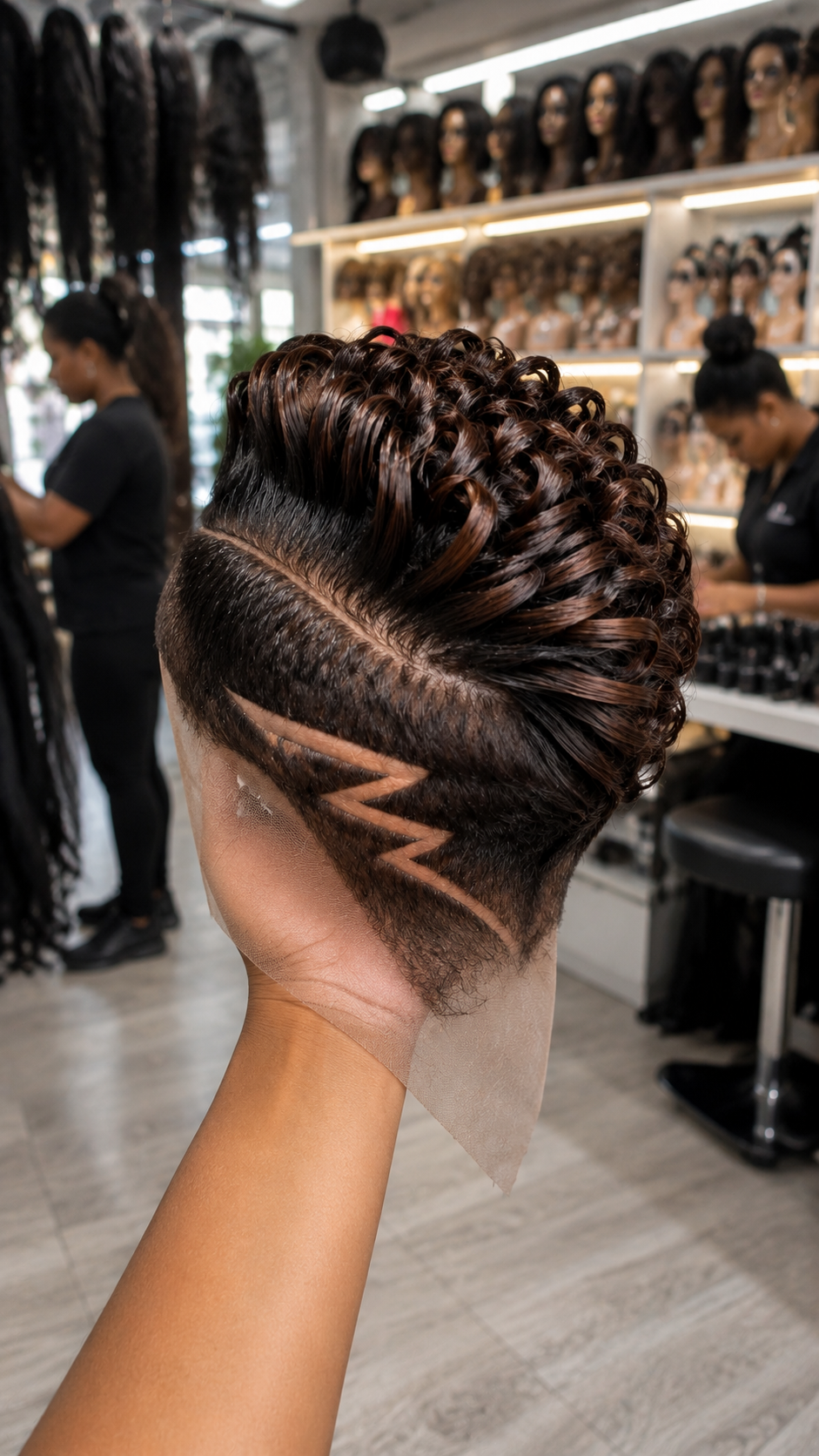 Glossy Sculpted Pixie With Swept Curls And Artistic Side Design #hwbh Glossy Sculpted Pixie With Swept Curls And Artistic Side Design #hwbh