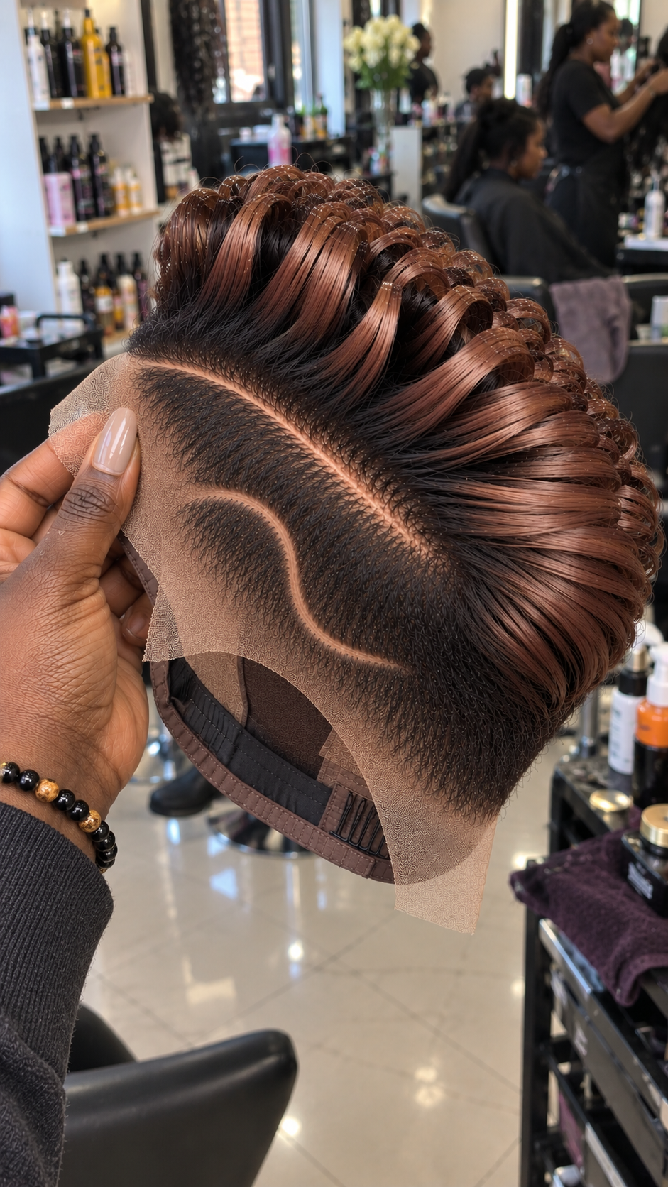 Copper Mocha Loop Pixie Wig With Sweeping Side Curve #yf