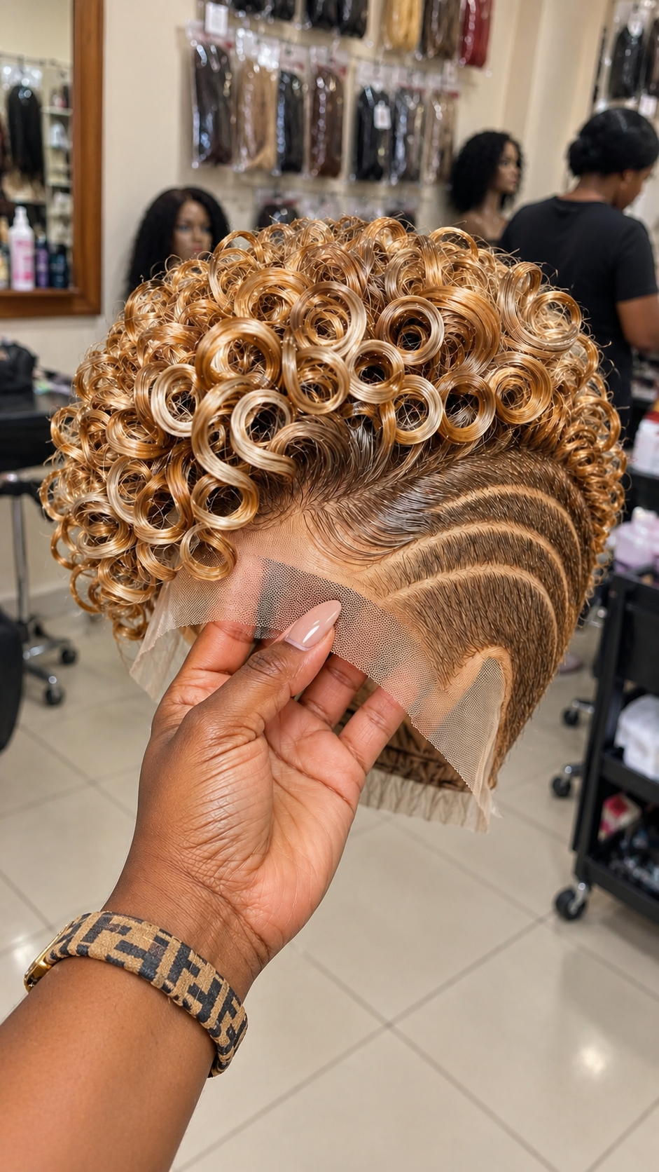 Golden Honey Ringlet Pixie Wig With Triple Shaved Side Lines #apd