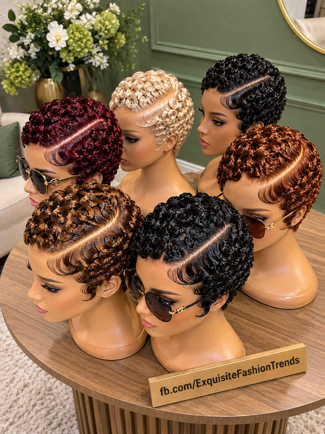 Glossy Finger Curl Pixie Wigs in Burgundy, Champagne Blonde, Copper Brown and Jet Black #eft Glossy Finger Curl Pixie Wigs in Burgundy, Champagne Blonde, Copper Brown and Jet Black #eft