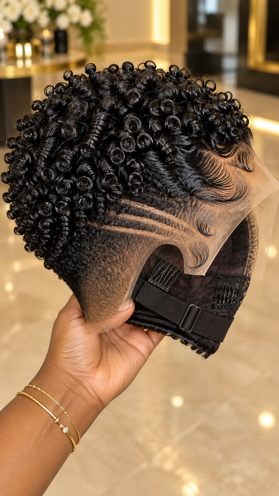 Jet Black Corkscrew Coil Pixie Lace Wig With Double Side Lines #WigBusiness Jet Black Corkscrew Coil Pixie Lace Wig With Double Side Lines #WigBusiness