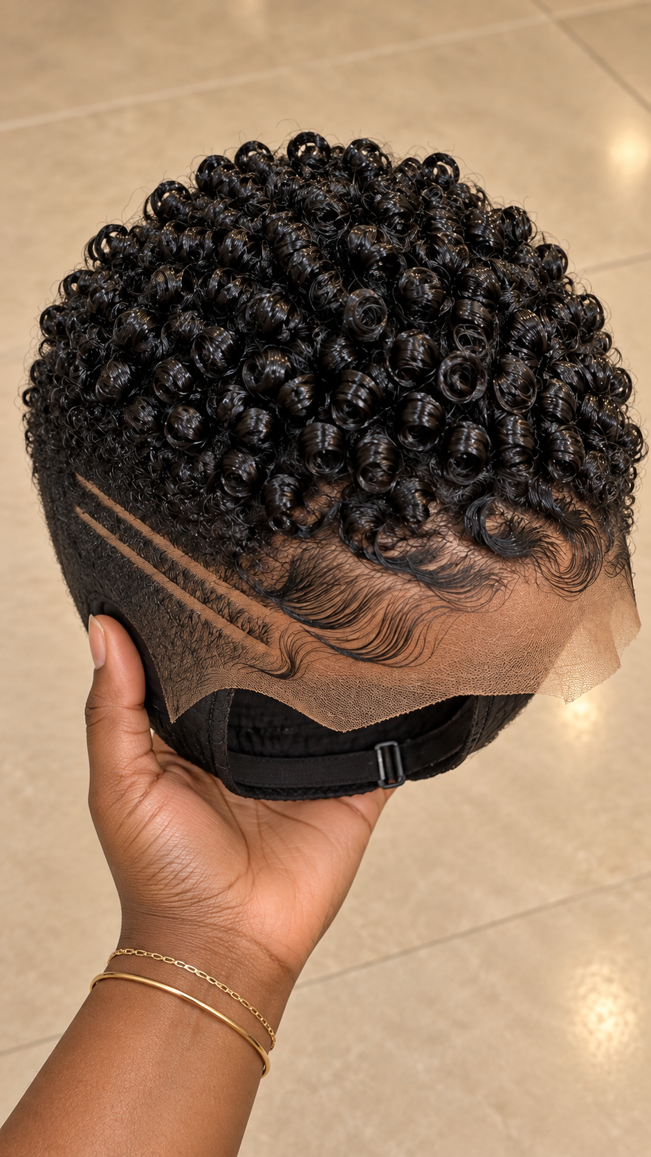 Jet Black Corkscrew Pixie Wig With Sweeping Lace Waves And Double Side Lines #bwi Jet Black Corkscrew Pixie Wig With Sweeping Lace Waves And Double Side Lines #bwi