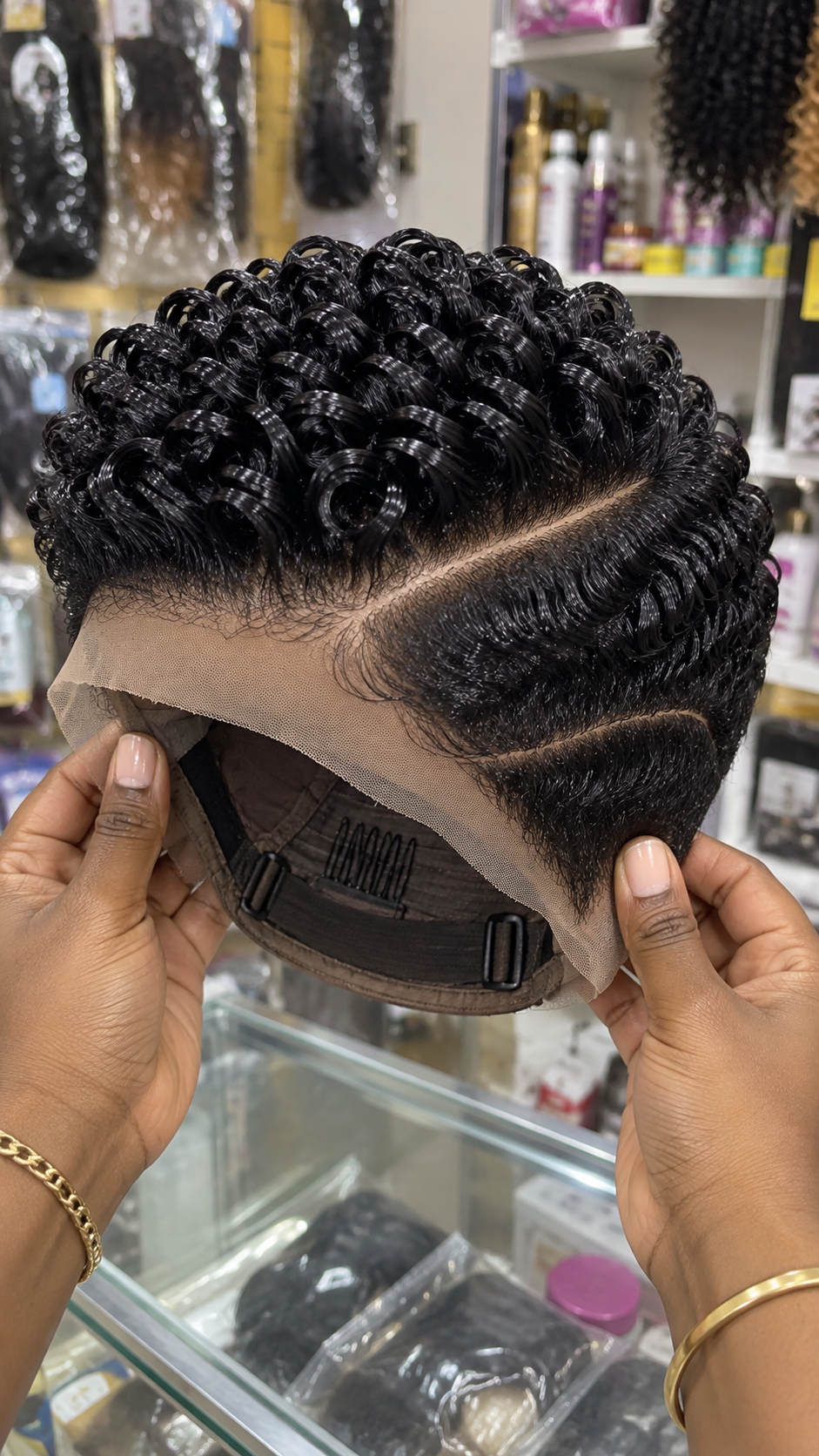 Jet Black Loop Curl Pixie Wig With Deep Side Part And Double Shaved Lines #natu Jet Black Loop Curl Pixie Wig With Deep Side Part And Double Shaved Lines #natu