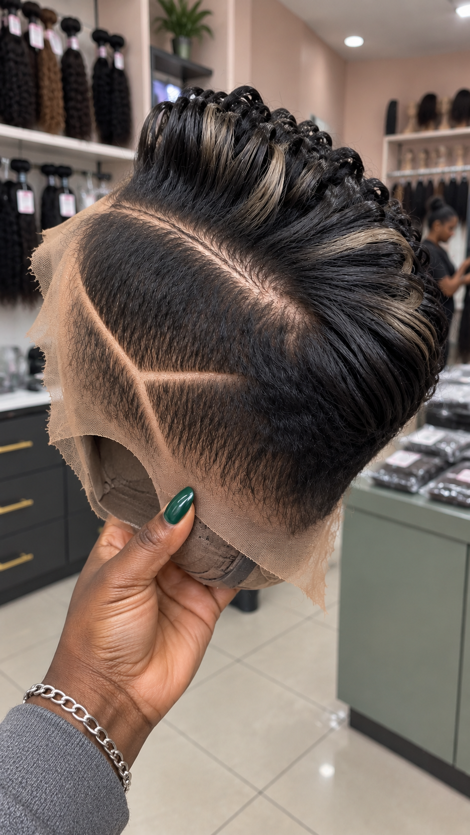 Jet Black Pixie Wig With Ash Silver Streaks And Double Side Parts #the Jet Black Pixie Wig With Ash Silver Streaks And Double Side Parts #the