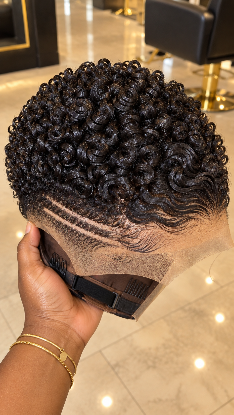 Jet Black Ringlet Pixie Lace Wig With Double Diagonal Side Lines #natu