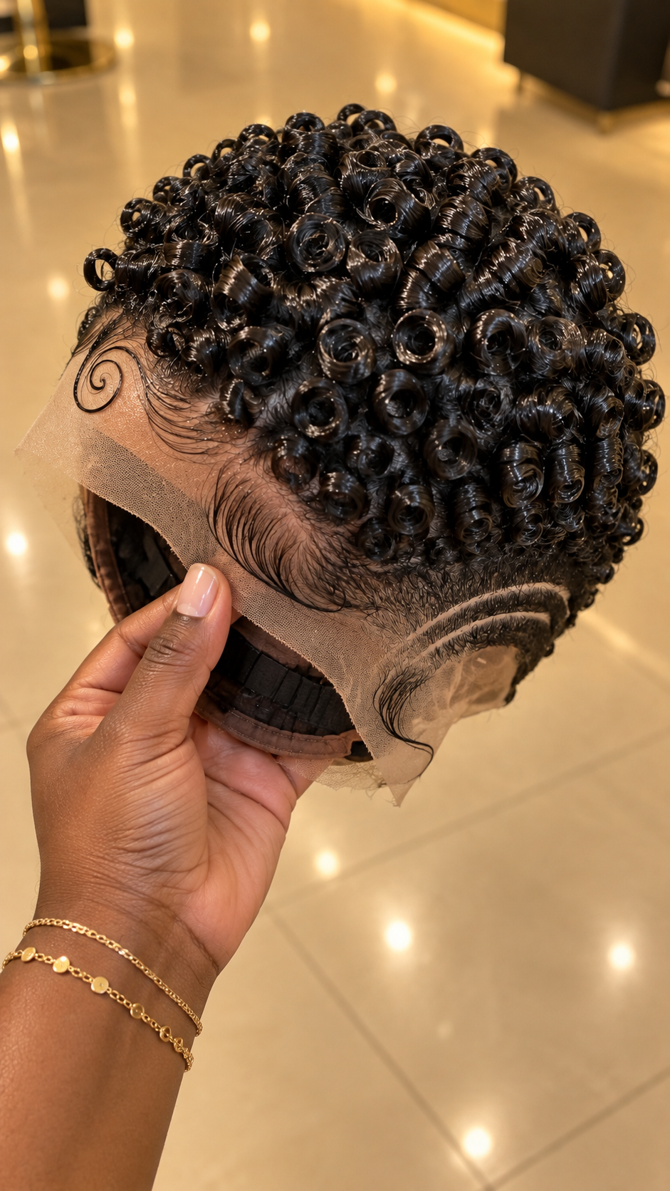 Jet Black Spiral Curl Pixie Wig With Sculpted Swirl Edges And Double Side Lines #stay Jet Black Spiral Curl Pixie Wig With Sculpted Swirl Edges And Double Side Lines #stay
