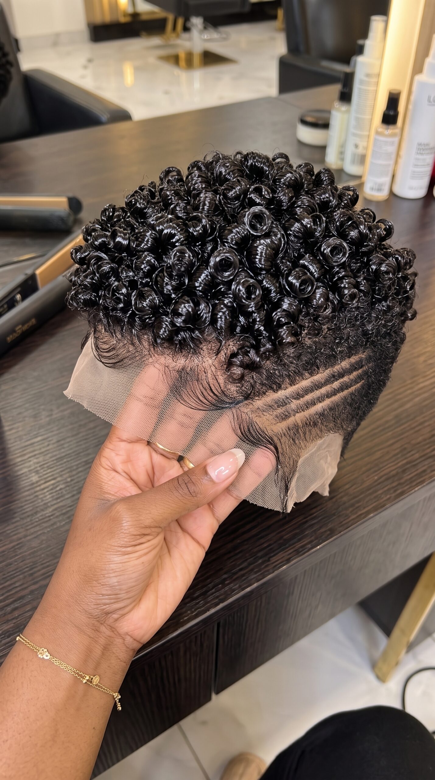 Jet Black Spiral Curl Pixie Wig With Triple Side Lines And Lace Front #natu