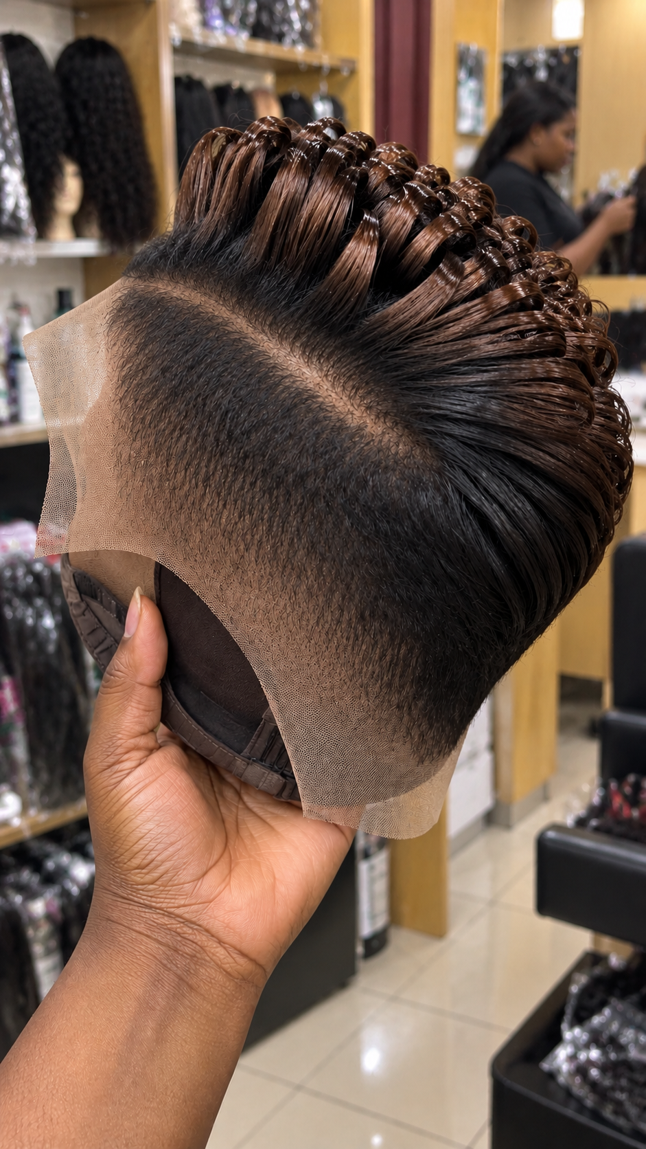 Espresso Brown Loop Curl Pixie Wig With Deep Side Part #afth