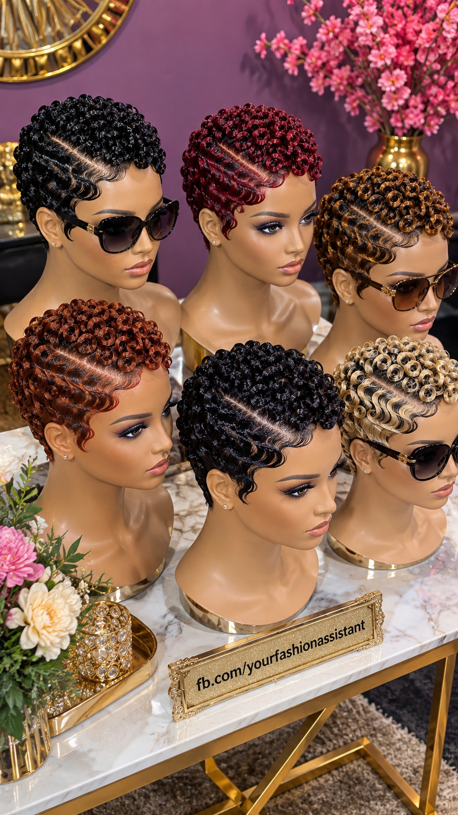 Glossy Ring Curl Pixie Wig Collection in Jet Black, Burgundy, Copper and Blonde #yf Glossy Ring Curl Pixie Wig Collection in Jet Black, Burgundy, Copper and Blonde #yf