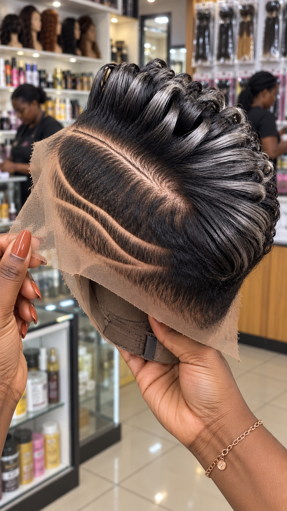 Jet Black Sculpted Loop Pixie Wig With Double Curved Side Lines #hwbh Jet Black Sculpted Loop Pixie Wig With Double Curved Side Lines #hwbh