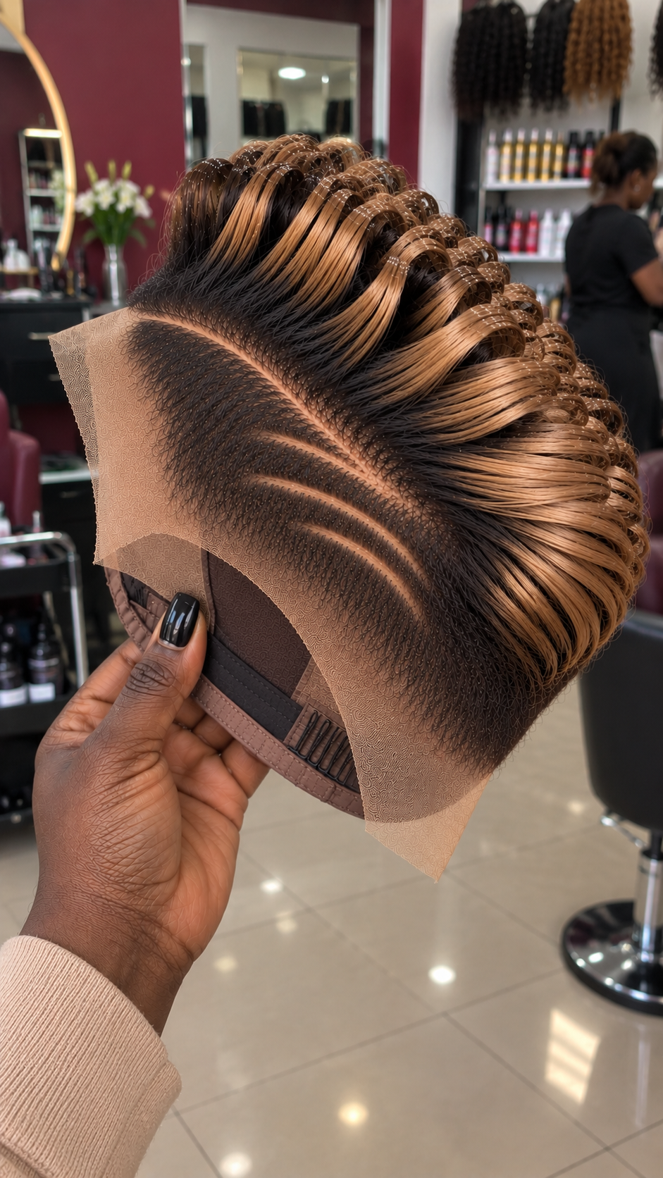 Caramel Honey Loop Pixie Wig With Triple Sweeping Side Lines #apdh