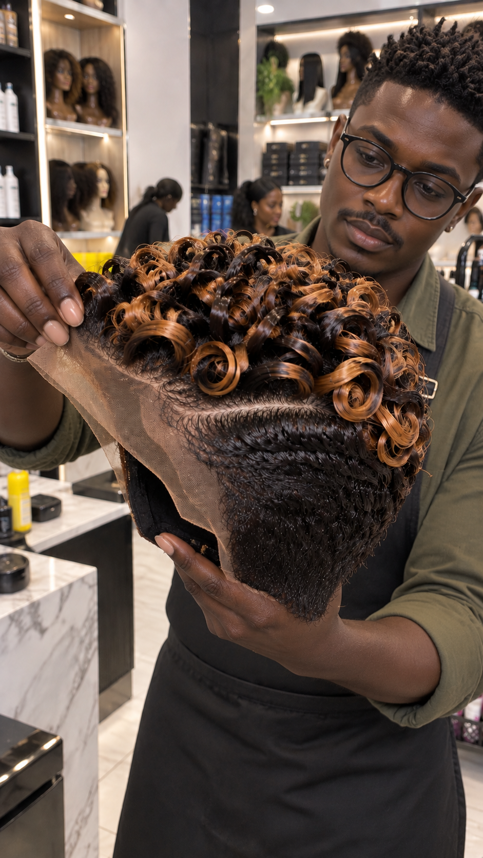 Caramel Copper Spiral Pixie Wig With Dark Espresso Roots and a Sweeping Side Part #fah Caramel Copper Spiral Pixie Wig With Dark Espresso Roots and a Sweeping Side Part #fah