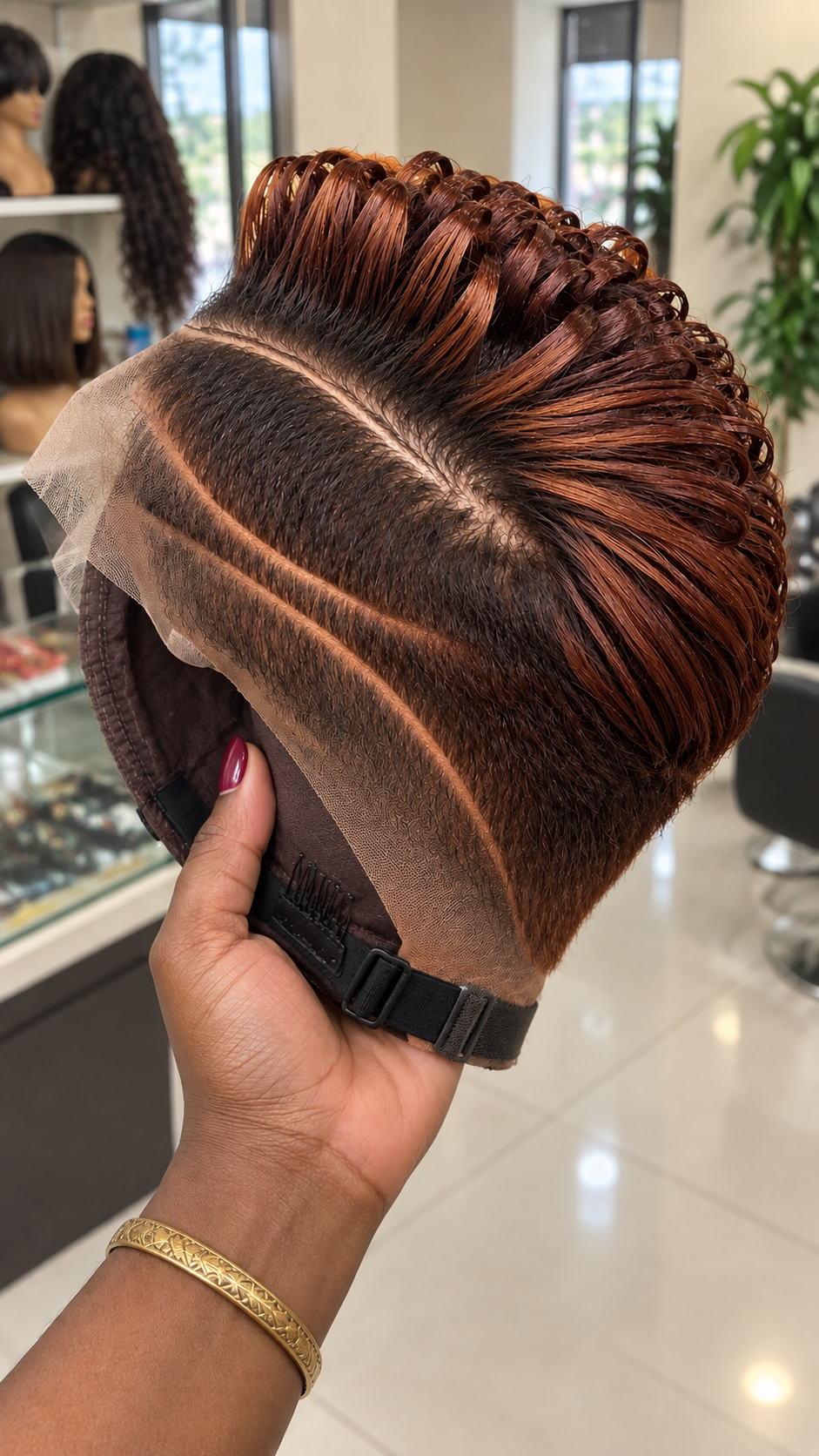 Cinnamon Copper Loop Pixie Wig With Espresso Tapered Base #bwih Cinnamon Copper Loop Pixie Wig With Espresso Tapered Base #bwih