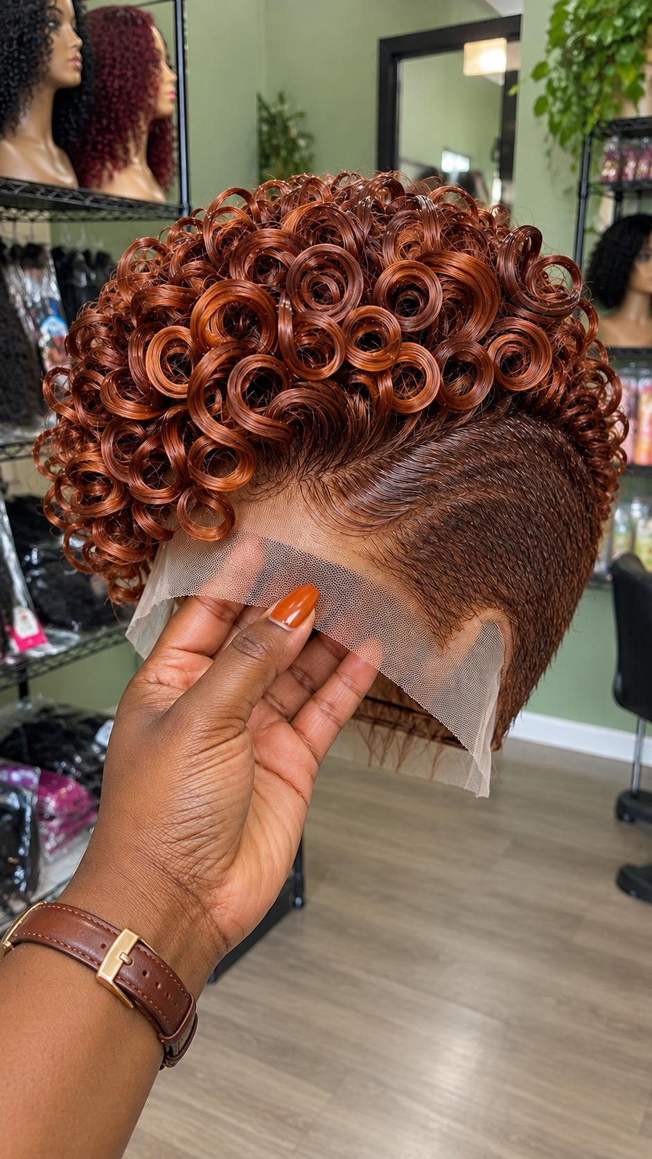 Copper Ringlet Pixie Wig With Sleek Sculpted Sides #apd