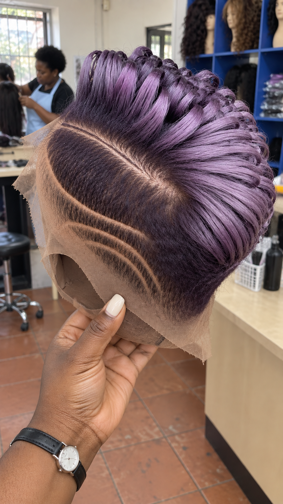 Lavender Purple Loop Curl Pixie Wig With Dark Tapered Sides #yfah Lavender Purple Loop Curl Pixie Wig With Dark Tapered Sides #yfah