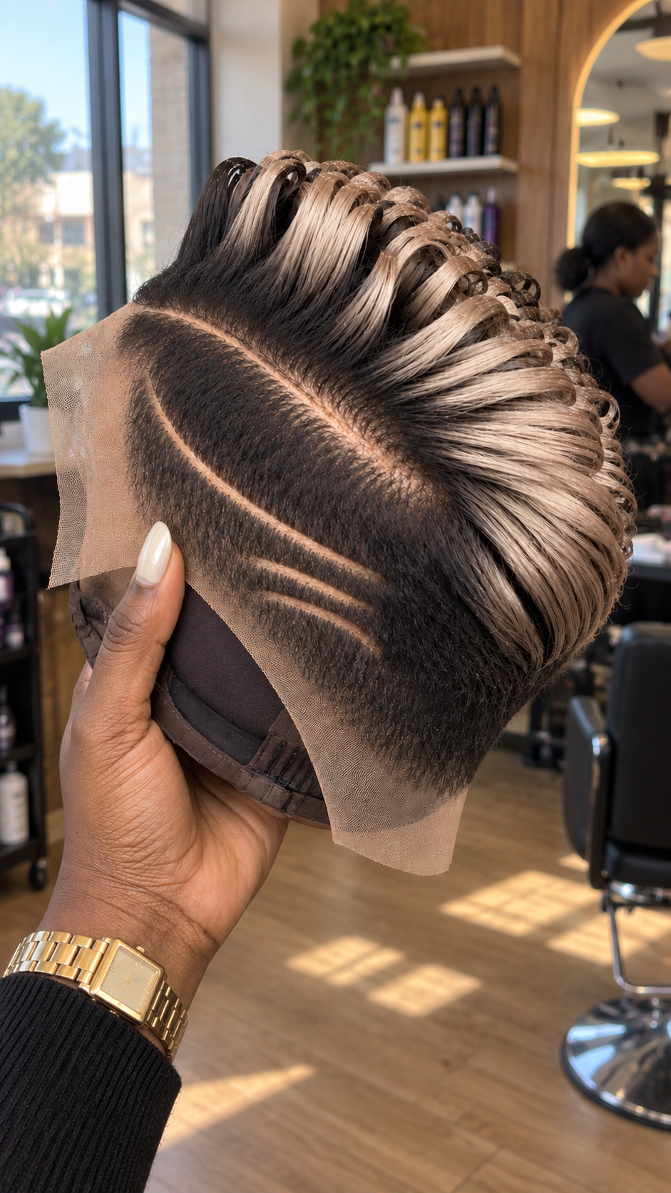 Champagne Beige Loop Pixie Wig With Triple Side-Line Detail #stayh