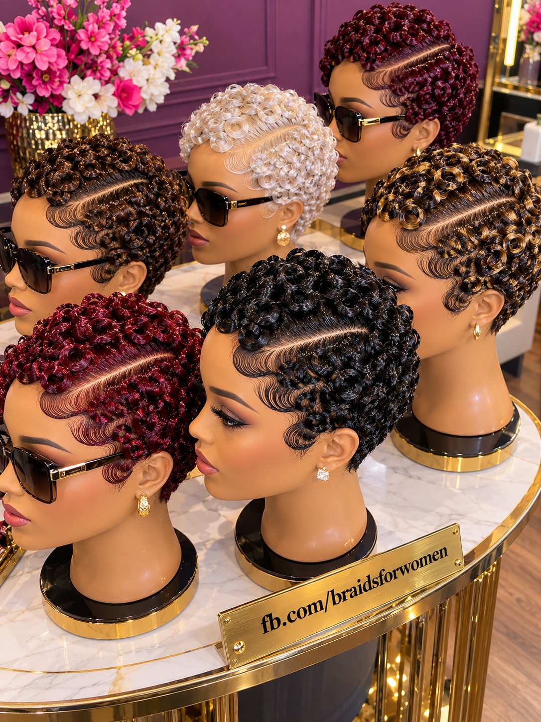 Six Glossy Finger Curl Pixie Wigs With Sculpted Side Waves in Rich Salon Colors #br Six Glossy Finger Curl Pixie Wigs With Sculpted Side Waves in Rich Salon Colors #br
