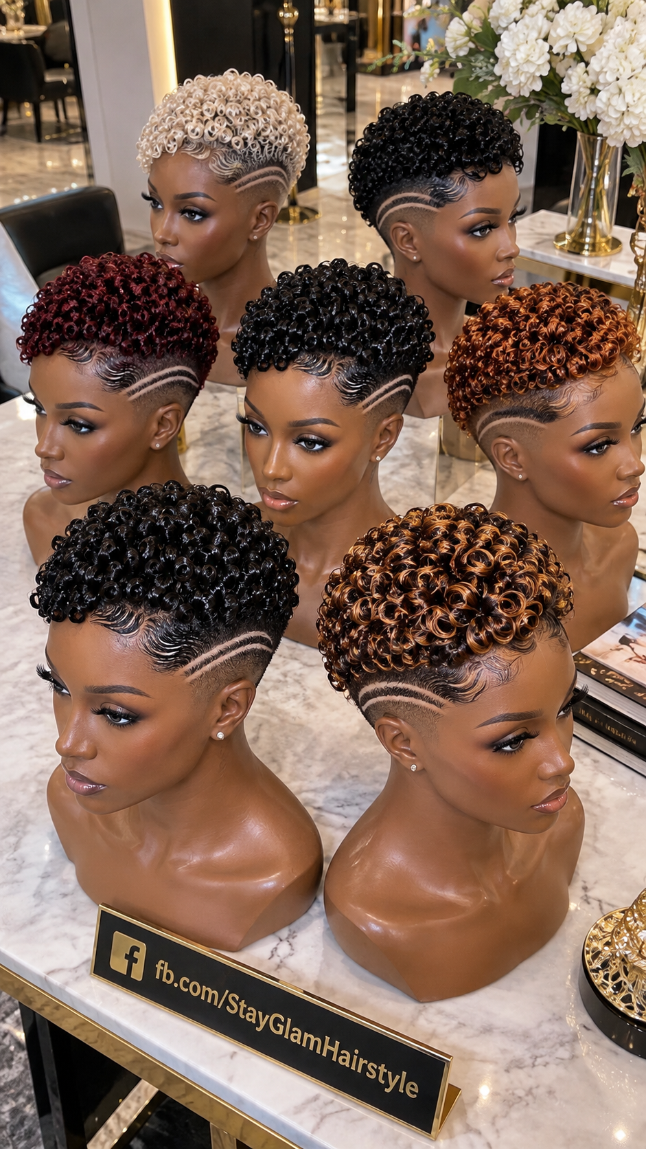 Six Glossy Ringlet Crown Pixie Wigs With Double Curved Side Lines #stay