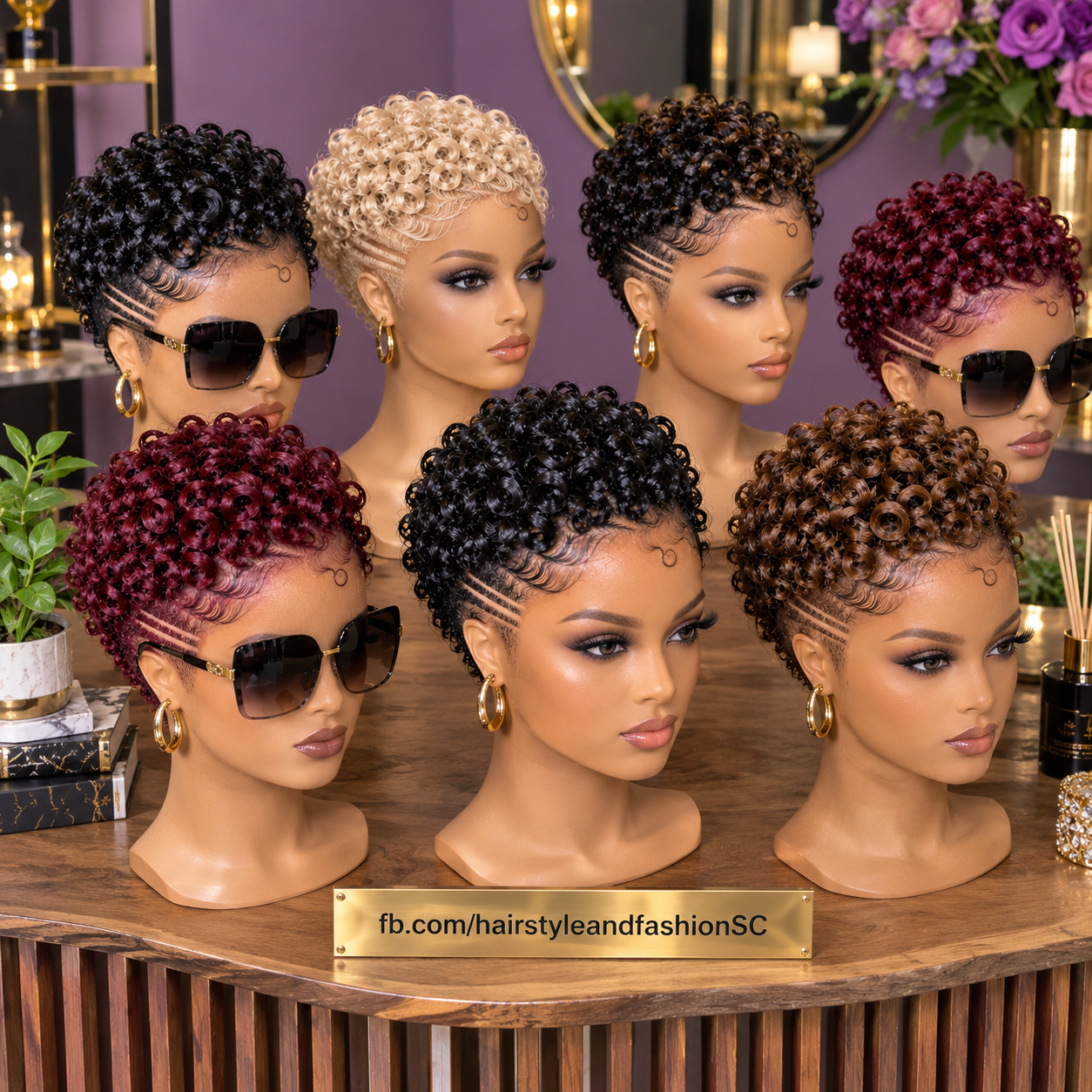 Six Spiral Curl Pixie Wigs in Black, Burgundy, Blonde and Brown #fa Six Spiral Curl Pixie Wigs in Black, Burgundy, Blonde and Brown #fa