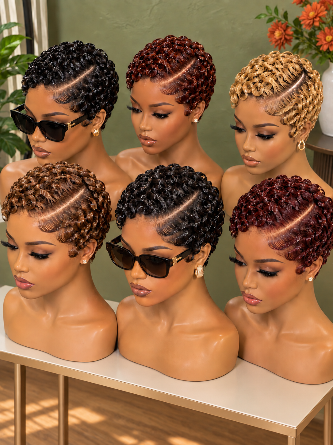 Six Spiral Pixie Wig Colors With Deep Side Part Styling #yf Six Spiral Pixie Wig Colors With Deep Side Part Styling #yf