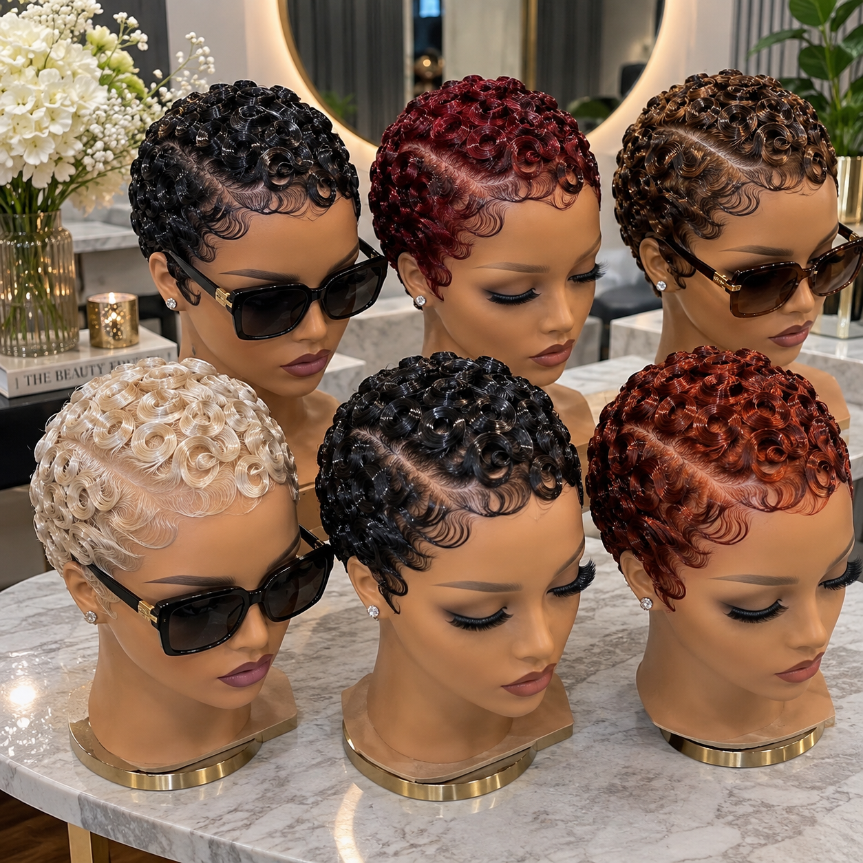 Glossy Pin Curl Pixie Wigs With Deep Side Parts and Sculpted Finger Waves #BraidsforWomenSC Glossy Pin Curl Pixie Wigs With Deep Side Parts and Sculpted Finger Waves #BraidsforWomenSC