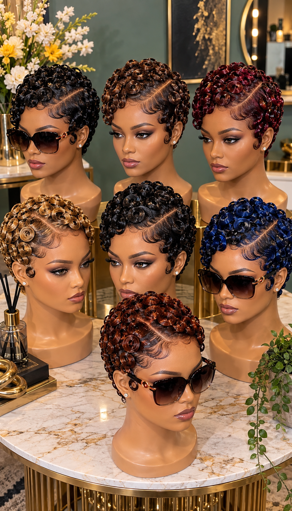 Glossy Ringlet Pixie Wigs in Rich Multi-Color Shades #best