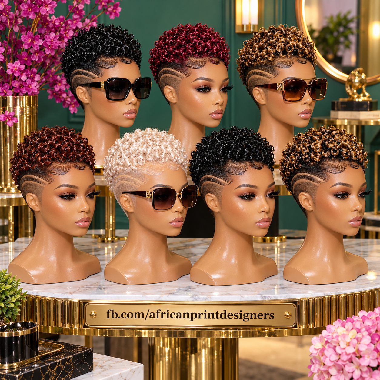 Seven Finger Coil Pixie Wigs With Sculpted Side Lines in Black Red Blonde and Copper #apd Seven Finger Coil Pixie Wigs With Sculpted Side Lines in Black Red Blonde and Copper #apd