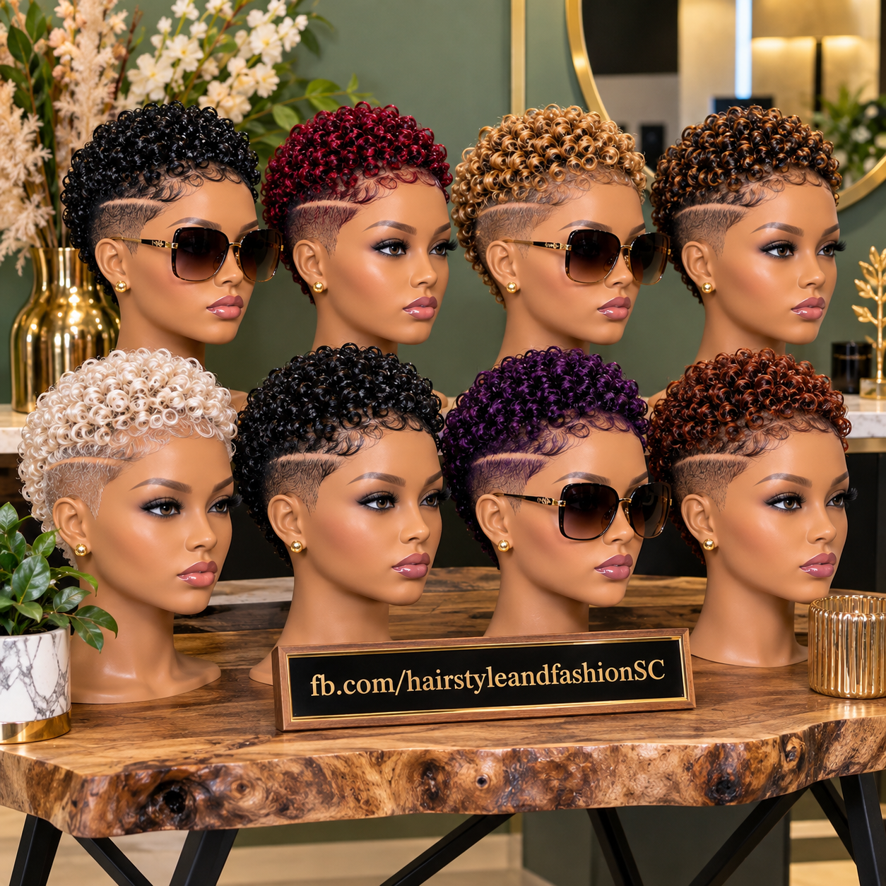 Colorful Ringlet Pixie Wigs With Shaved Sides And Curved Hairlines #fa Colorful Ringlet Pixie Wigs With Shaved Sides And Curved Hairlines #fa