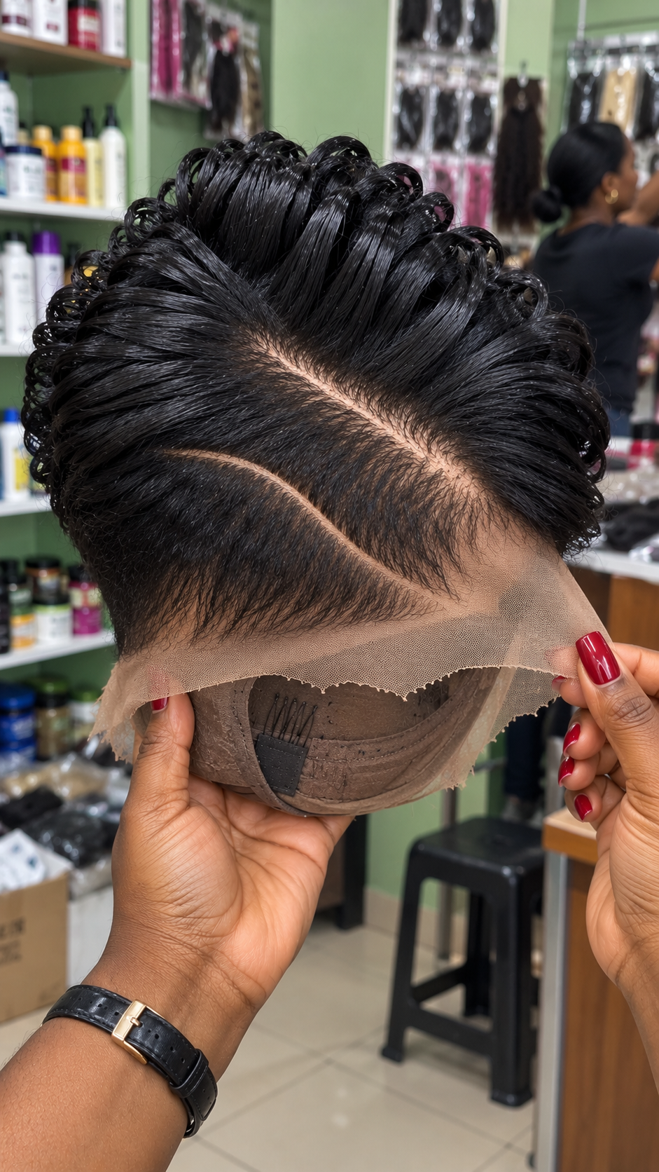 Jet Black Swept Loop Pixie Wig With Single Curved Side Line #bwih