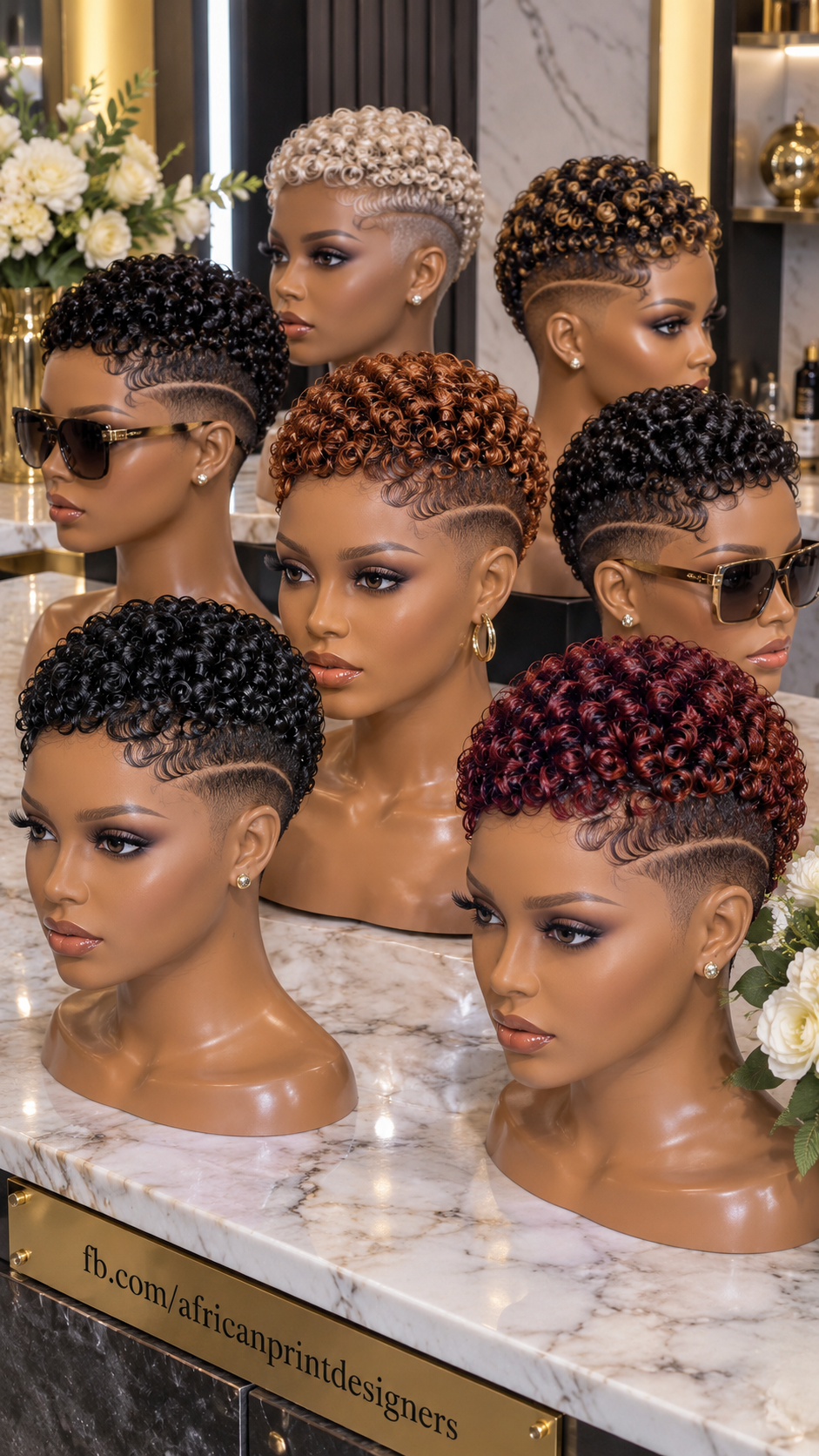 Seven Glossy Ringlet Pixie Wigs With Arched Side Parts And Feathered Temple Waves #apd