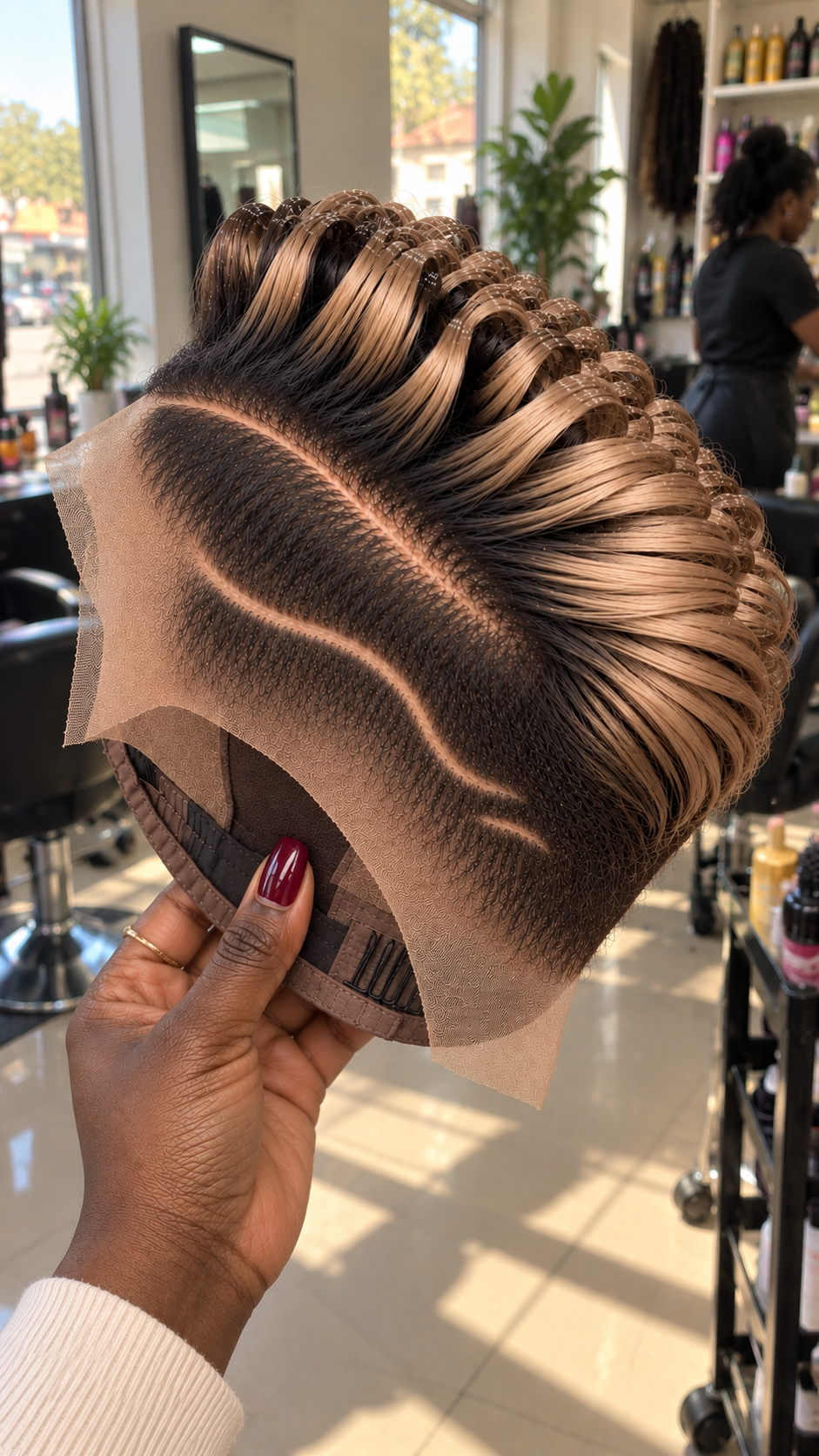 Espresso Root Champagne Beige Loop Pixie Wig With Sweeping Side Line #stayh Espresso Root Champagne Beige Loop Pixie Wig With Sweeping Side Line #stayh