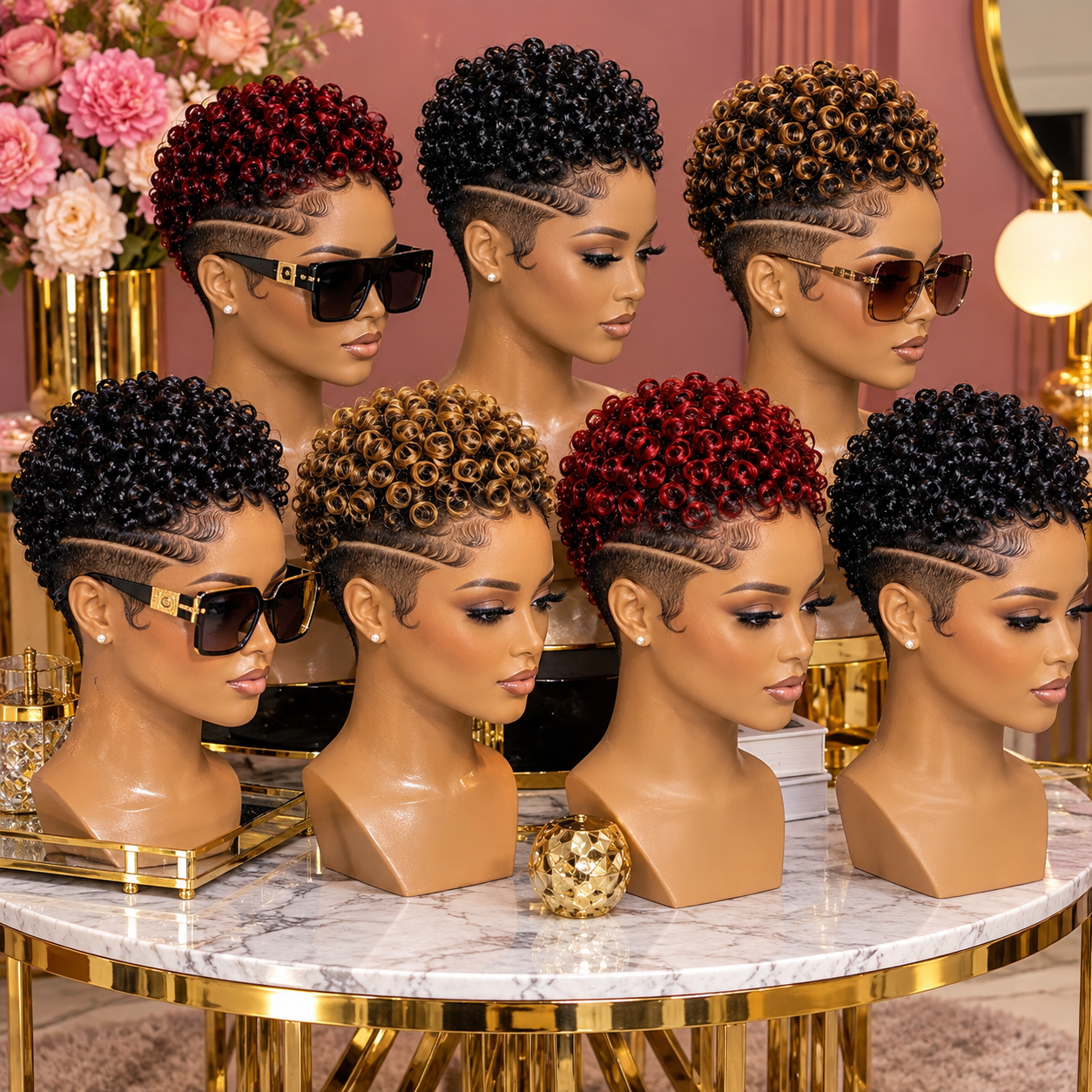 Glossy Finger Curl Pixie Wigs With Side Shave Detail #stay Glossy Finger Curl Pixie Wigs With Side Shave Detail #stay
