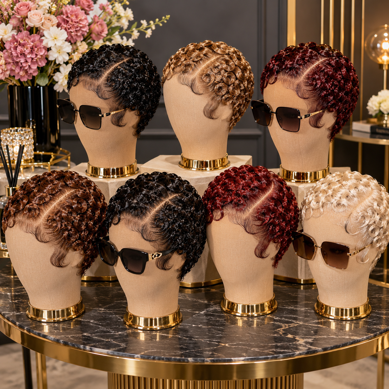 Glossy Finger Curl Pixie Wigs With Sculpted Side Waves #ss Glossy Finger Curl Pixie Wigs With Sculpted Side Waves #ss