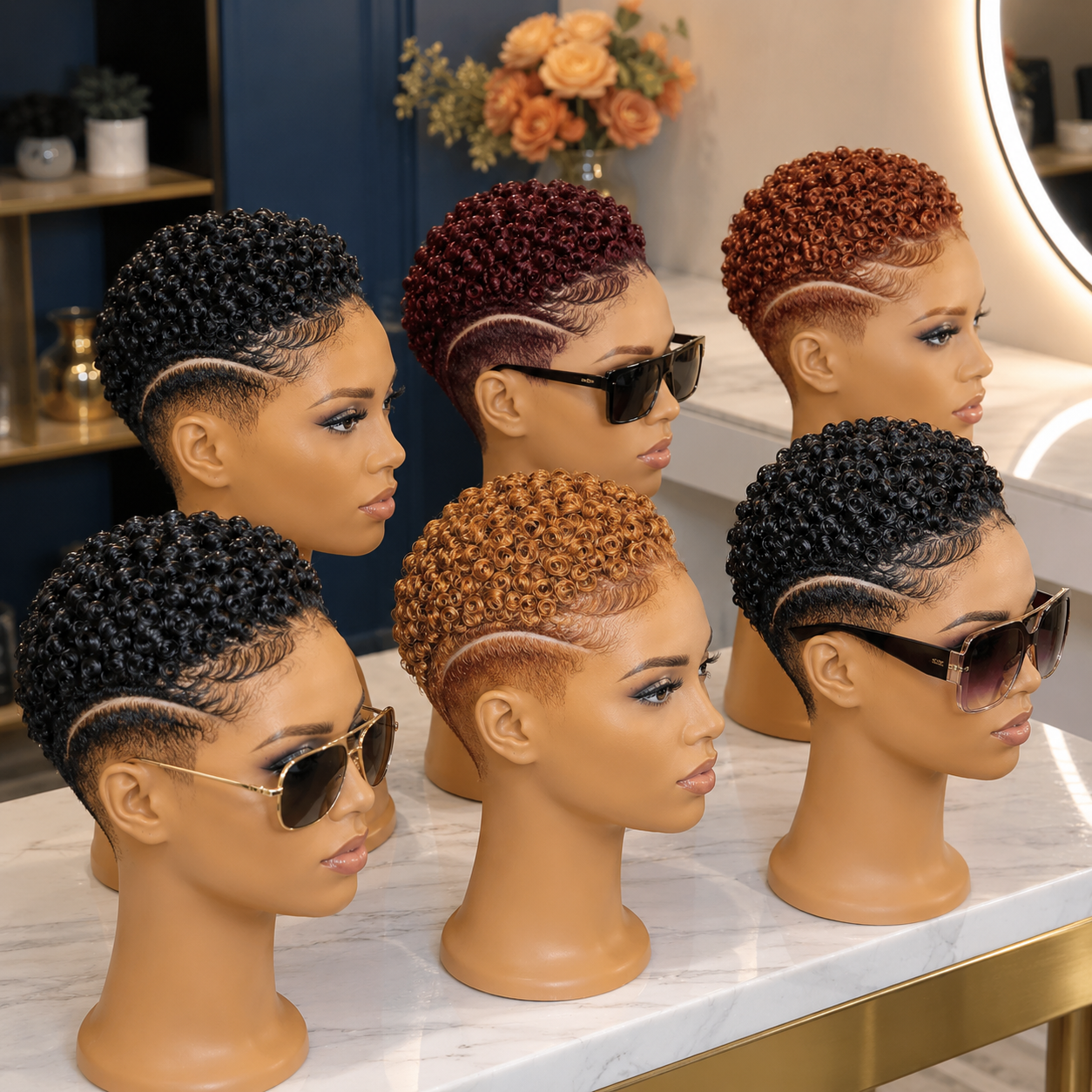 An Inset Curved Razor Arch Reads Differently Across Every Tone In This Multi-Color Pixie Wig Lineup #hwb