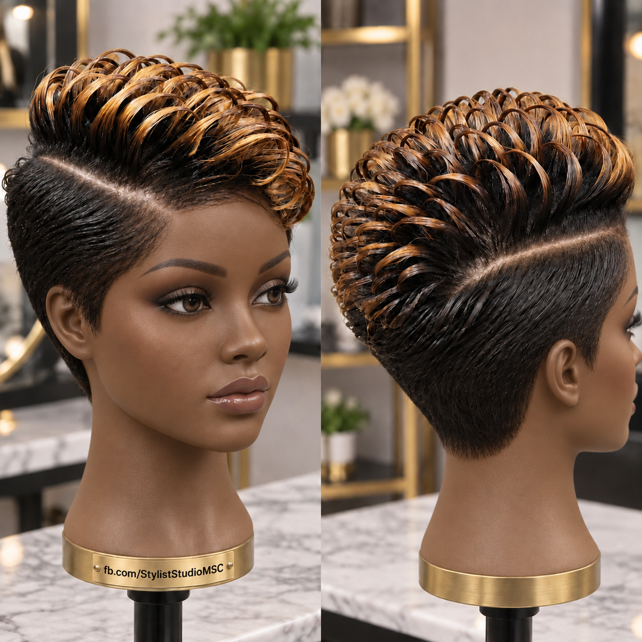 Where To Buy This Black and Golden Honey Loop Curl Pixie Wig With Deep Side Part #ss Where To Buy This Black and Golden Honey Loop Curl Pixie Wig With Deep Side Part #ss