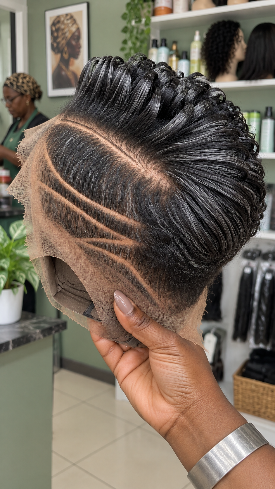 Inside This Glossy Black Pixie Wig With Swept Crown and Triple Side Lines #brh Inside This Glossy Black Pixie Wig With Swept Crown and Triple Side Lines #brh