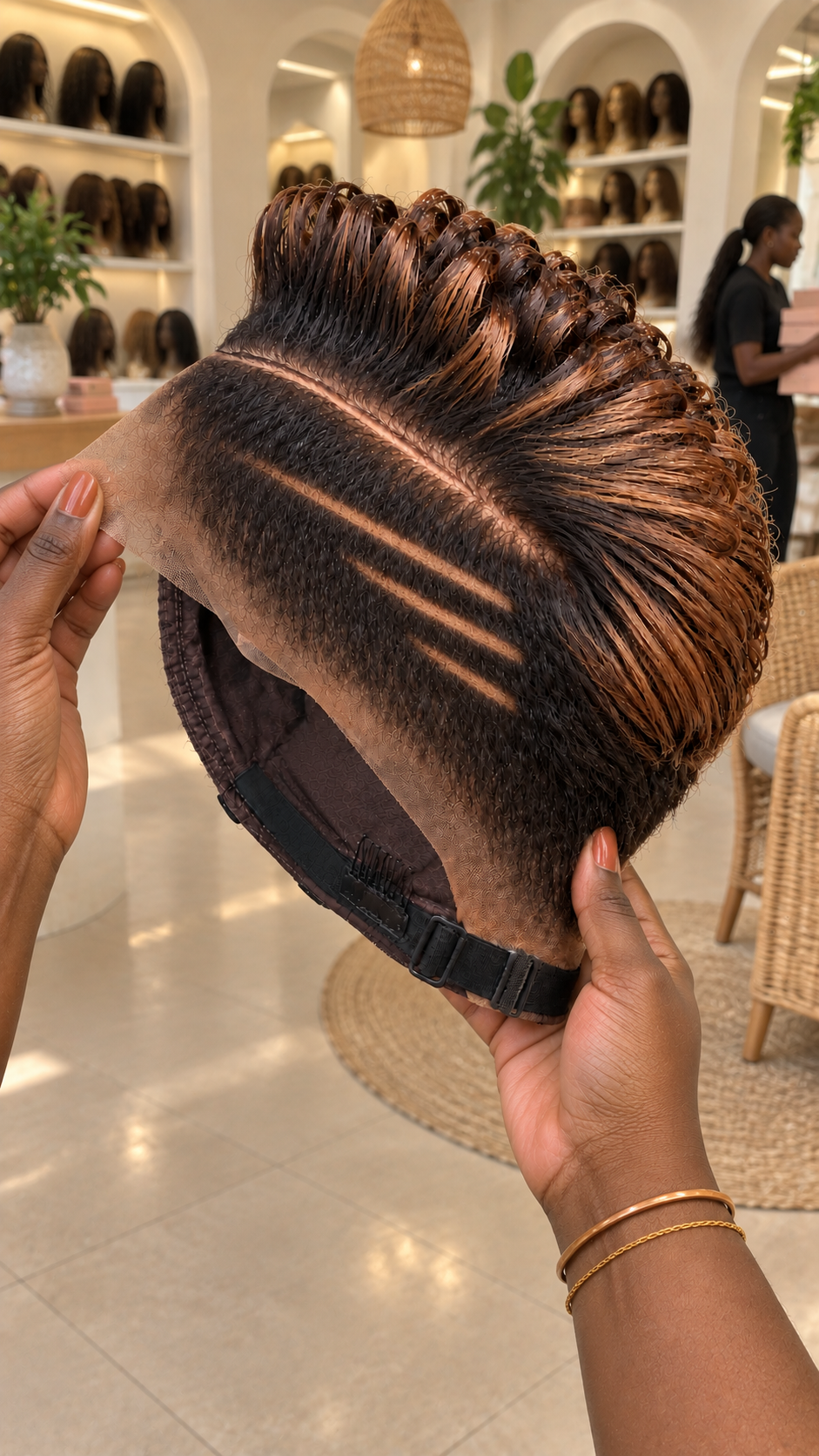 Honey Copper Pixie Wig With Parallel Side Lines #ssh