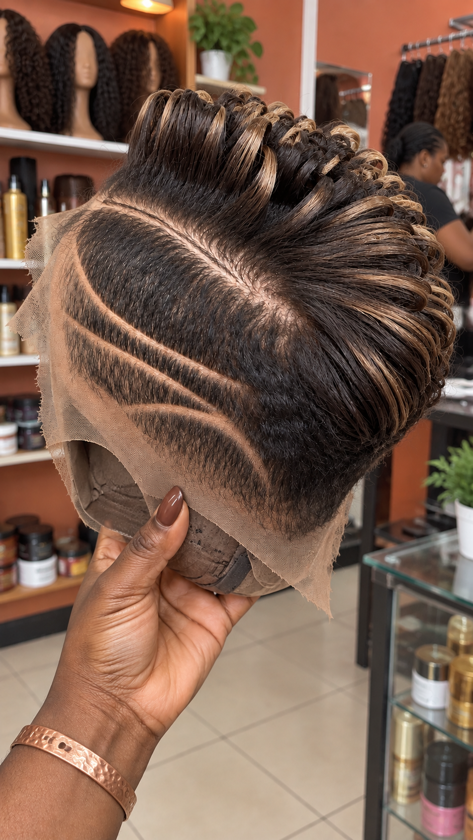 Honey Blonde Highlight Pixie Wig With Double Sweeping Side Lines #apdh