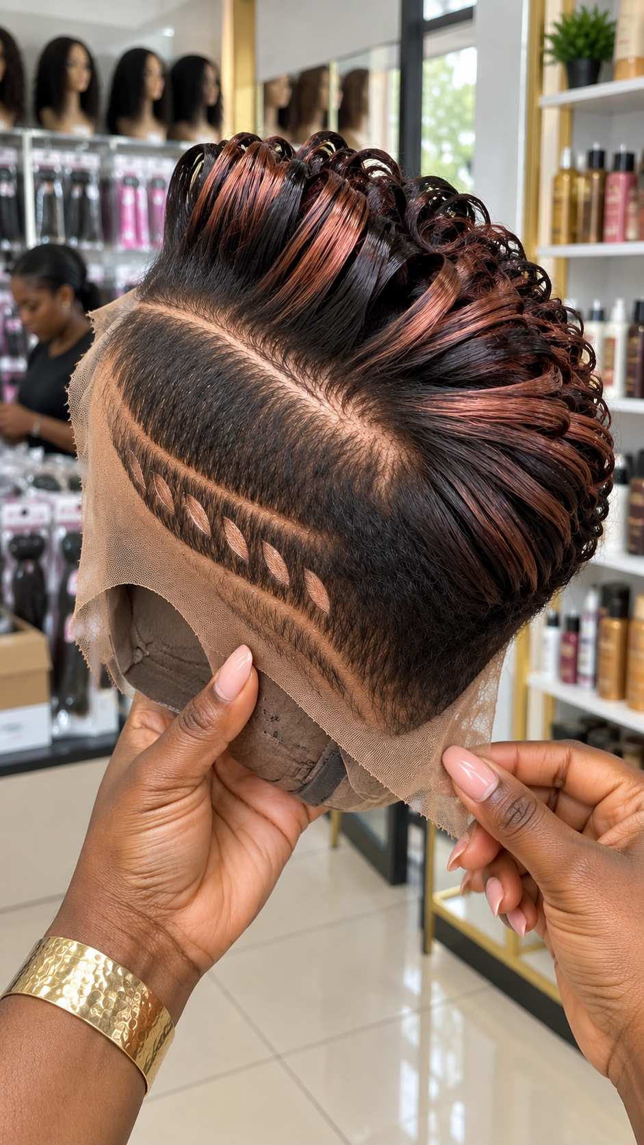Chocolate Brown Sculpted Loop Pixie Wig With Leaf-Shaped Side Design #ssh Chocolate Brown Sculpted Loop Pixie Wig With Leaf-Shaped Side Design #ssh