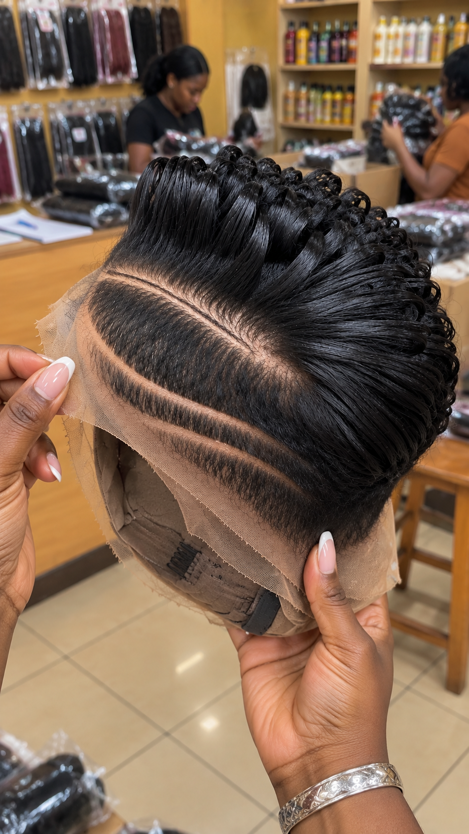 Jet Black Sculpted Loop Pixie Wig With Twin Curved Side Lines #hwbh