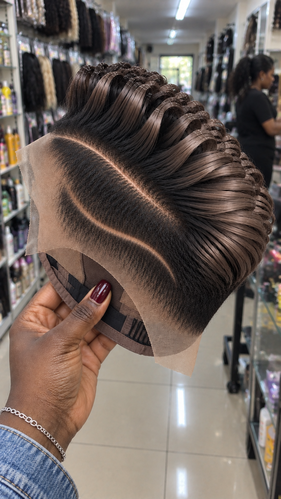 Mocha Ash Loop Pixie Wig With Curved Side Line #brh Mocha Ash Loop Pixie Wig With Curved Side Line #brh