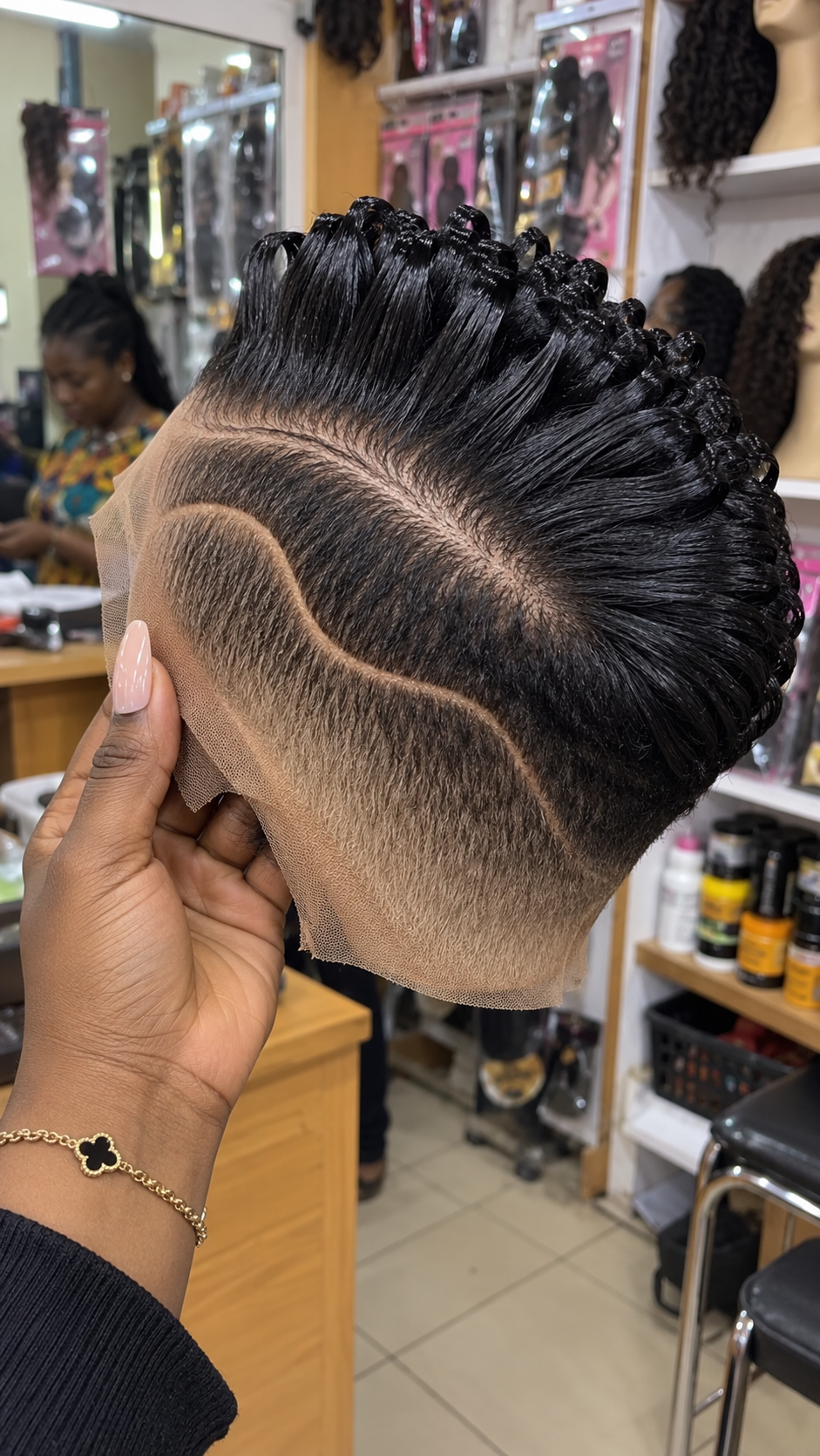 Jet Black Sculpted Loop Pixie Wig With Deep Side Part and Curved Side Line #stayh Jet Black Sculpted Loop Pixie Wig With Deep Side Part and Curved Side Line #stayh