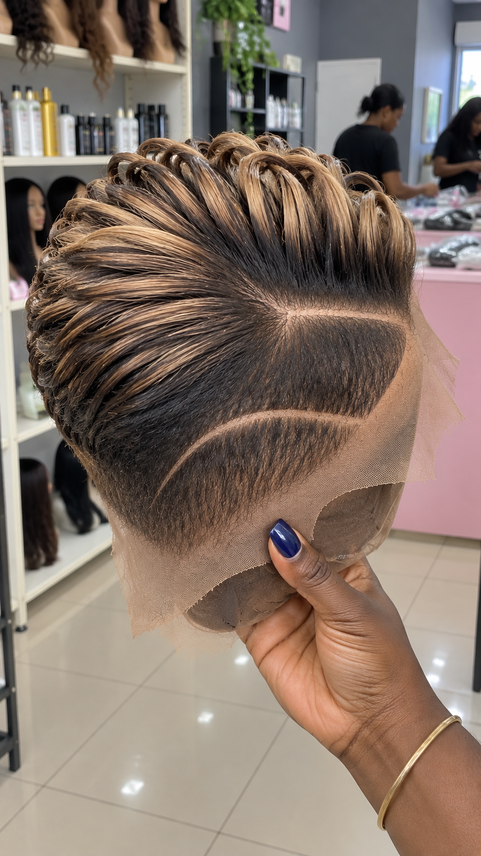 Where To Buy This Honey Blonde Loop Pixie Wig With Curved Side Lines #hwbh