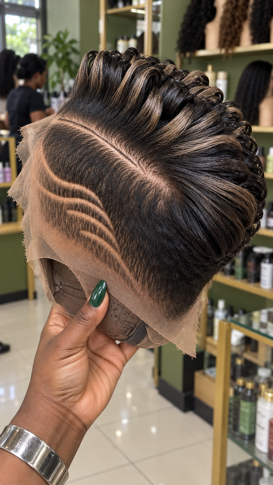 Black and Ash Blonde Pixie Wig With Triple Curved Side Lines #fah Black and Ash Blonde Pixie Wig With Triple Curved Side Lines #fah