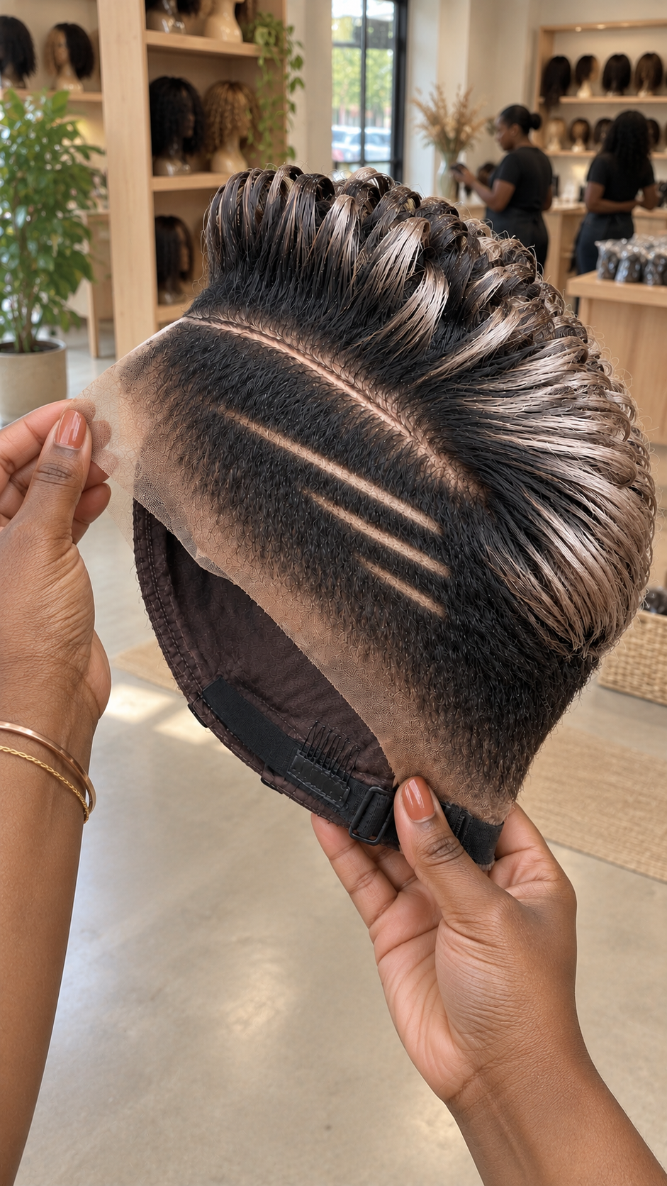 Black and Ash Blonde Pixie Wig With Double Side Parting #brh